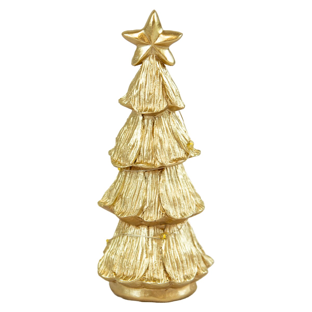 Choinka Led Złota Świecąca Figurka 15,5 Cm Ozdobna Dekoracja Świąteczna Na Baterie