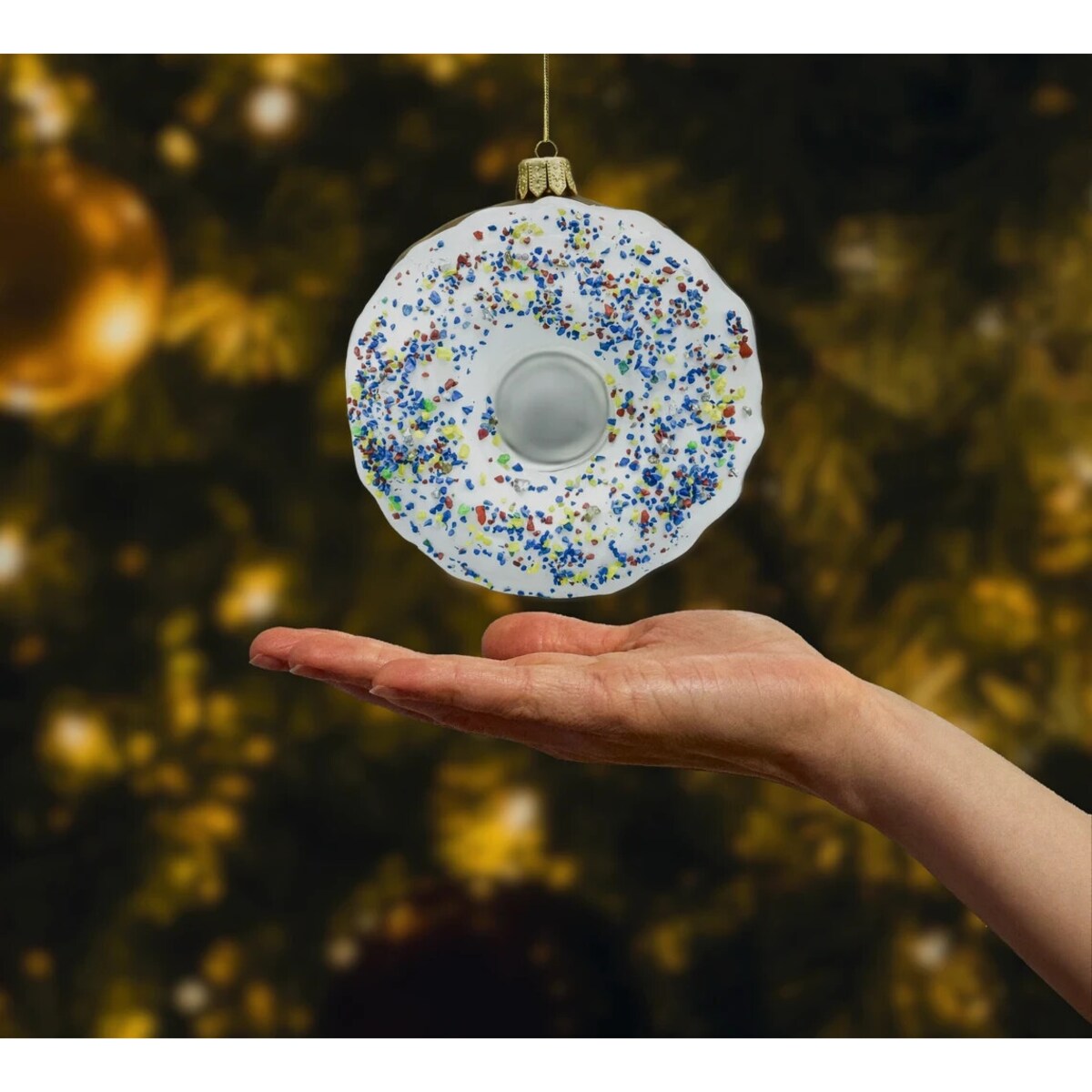 Bombka choinkowa: Donut z białym lukrem