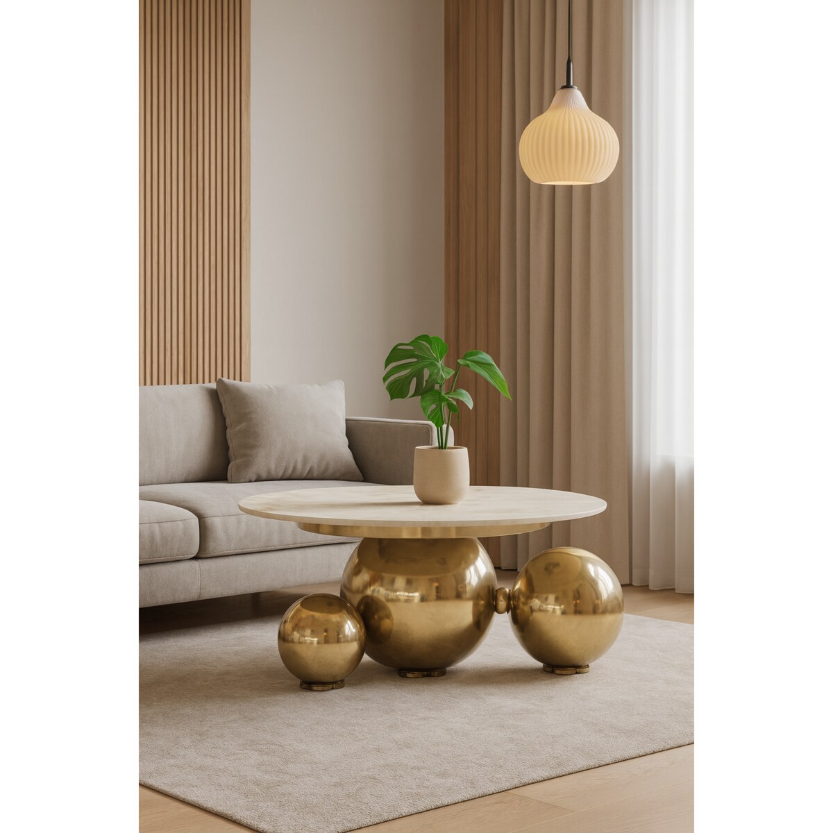 Złoty stolik kawowy Premium Milenio z kamiennym blatem marmurkowym Trio 80x45