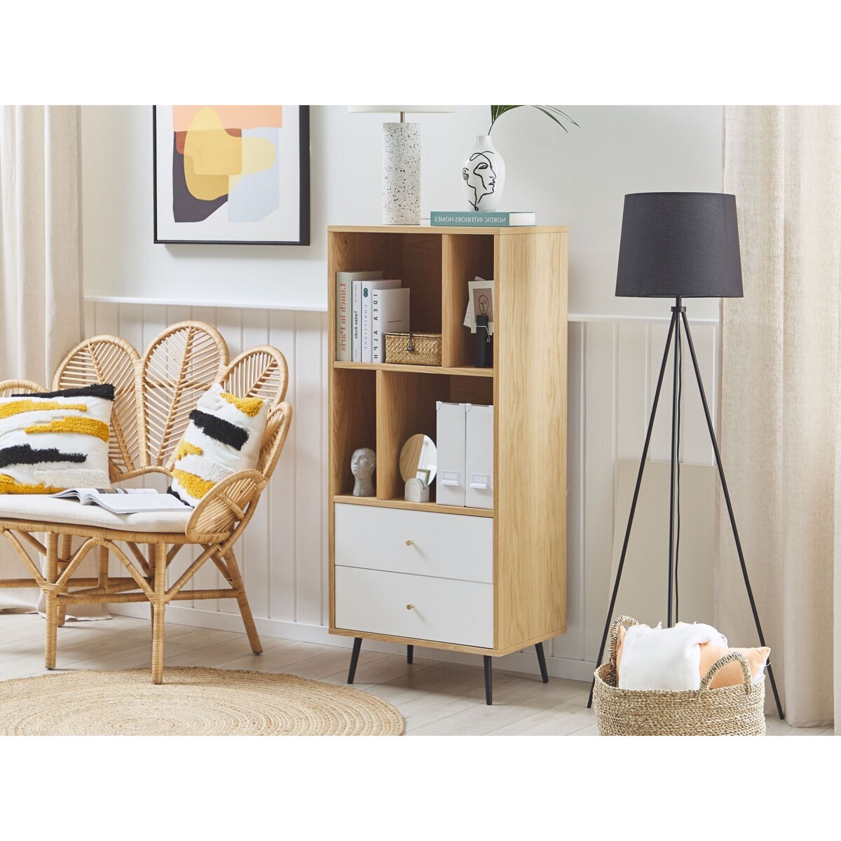 Regał jasne drewno z białym RICHMOND