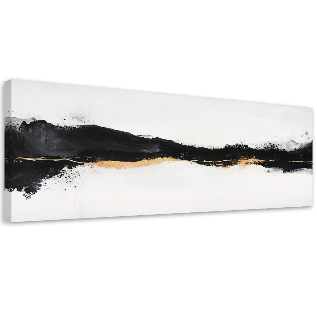 Feeby Obraz nowoczesny, Abstrakcja Minimalizm Złoty Czarny 90x30