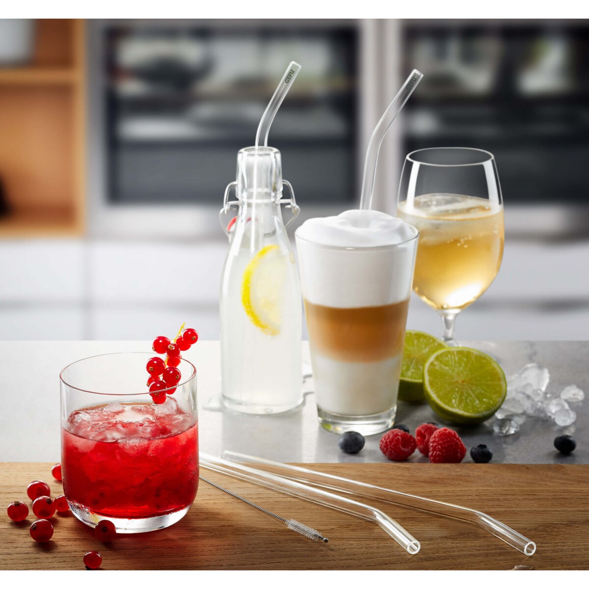 Zestaw 4 szklanych słomek FUTURE