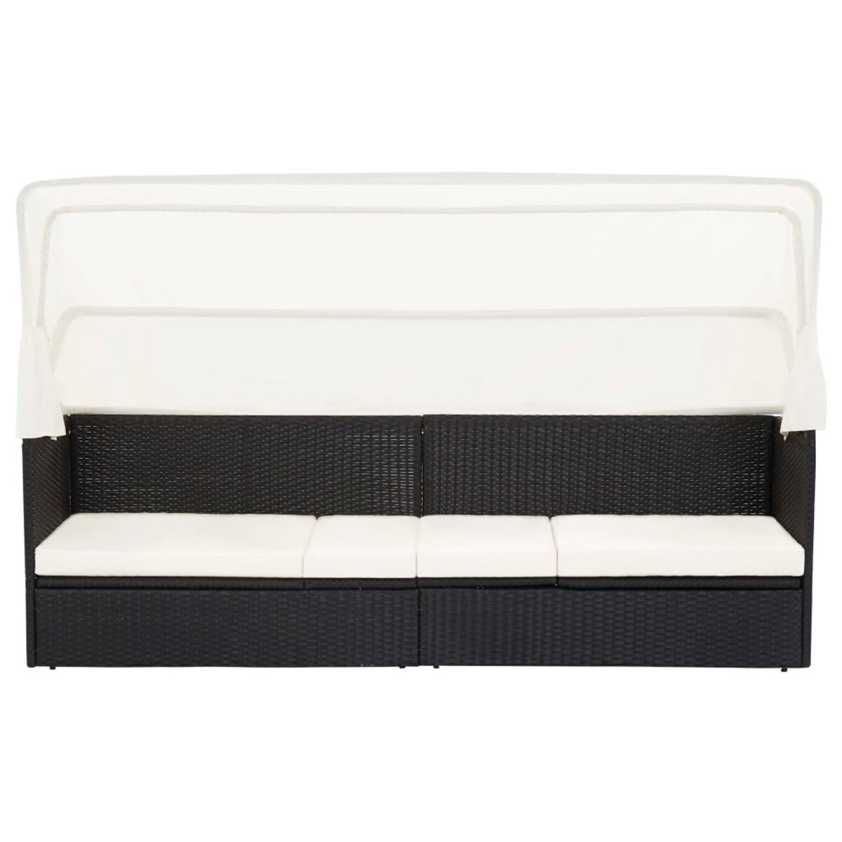 vidaXL Sofa ogrodowa z zadaszeniem, czarna, polirattanowa