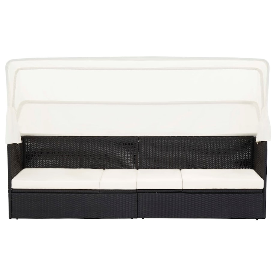 vidaXL Sofa ogrodowa z zadaszeniem, czarna, polirattanowa