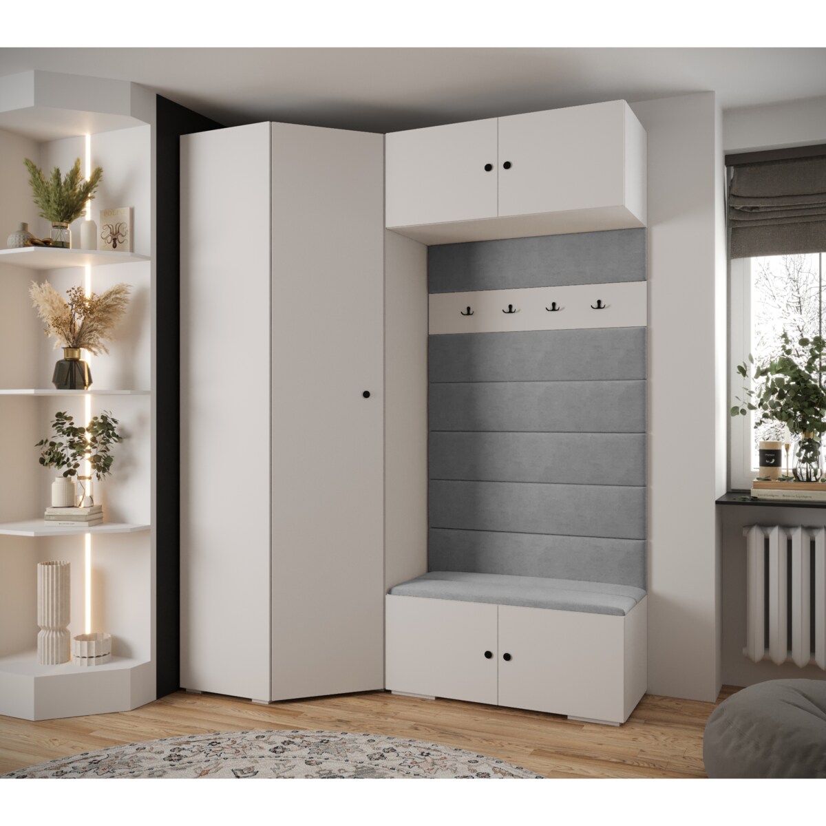 Garderoba do przedpokoju INOVA 2 Z21 biały+czarny+manila16