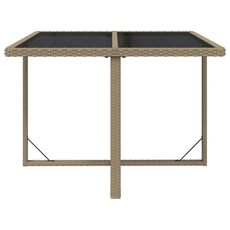 vidaXL Stół ogrodowy, beżowy, 109x107x74 cm, polirattan i szkło