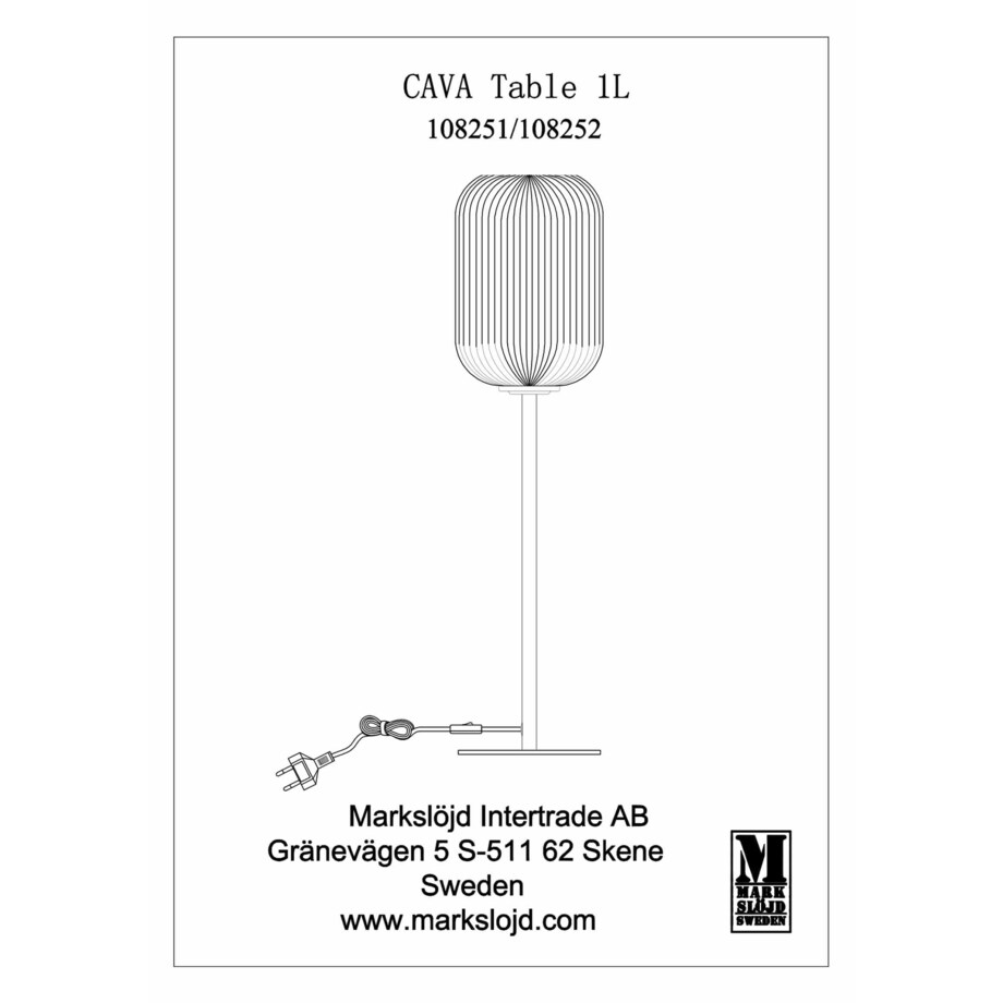 Stołowa lampa szklana Cava do salonu plis czarna biała