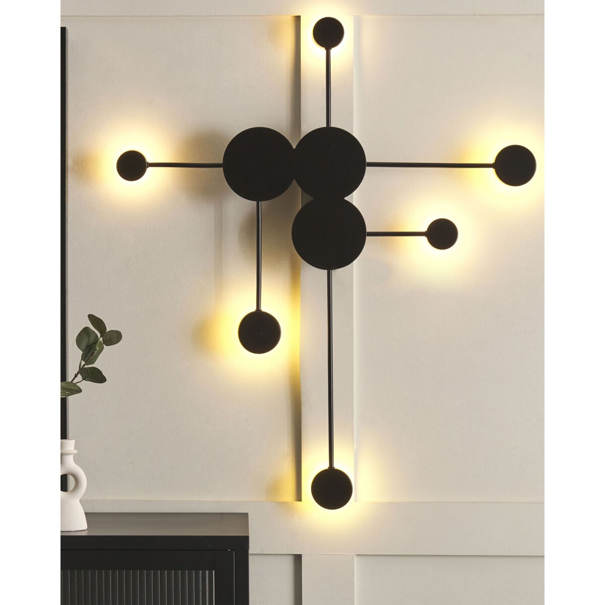 6-punktowa lampa ścienna LED czarna MARIATO