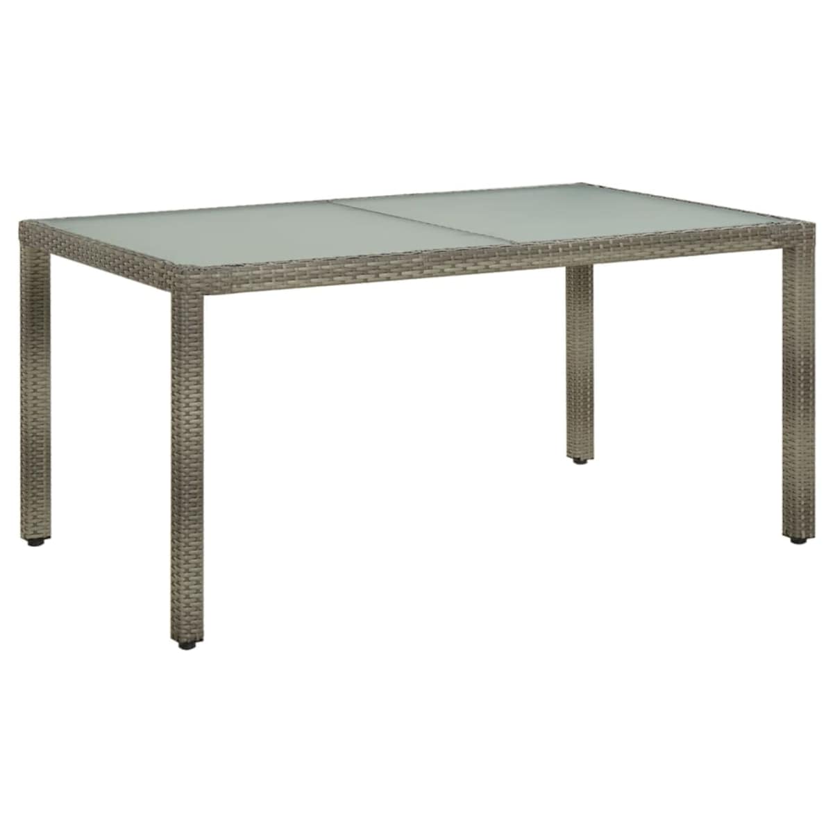 vidaXL Stół ogrodowy, 150x90x75 cm, szkło hartowane i rattan PE, szary