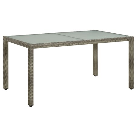 vidaXL Stół ogrodowy, 150x90x75 cm, szkło hartowane i rattan PE, szary