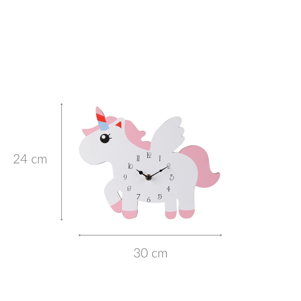 Zegar ścienny jednorożec z MDF, 30 x 24 cm
