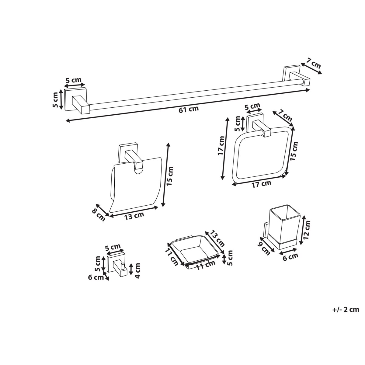 Zestaw akcesoriów toaletowych 6 elementów UVITA Z uchwytami i haczykami na ręczniki Złoty