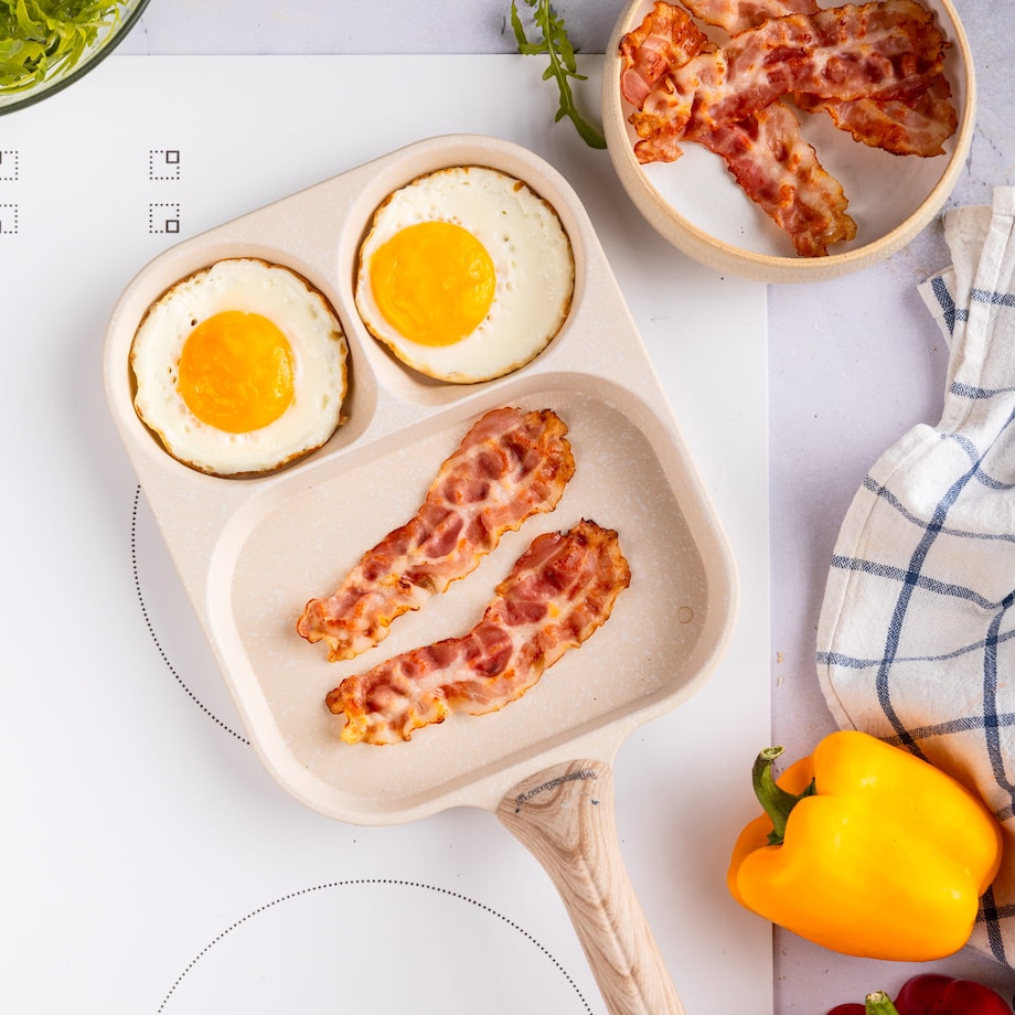 Patelnia marmurkowa 3 w 1 do jajek naleśników placków pancake 22x18cm BEŻOWA KLAUSBERG