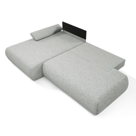 Narożnik rozkładany PENTI z pojemnikiem na pościel, lewy, szary