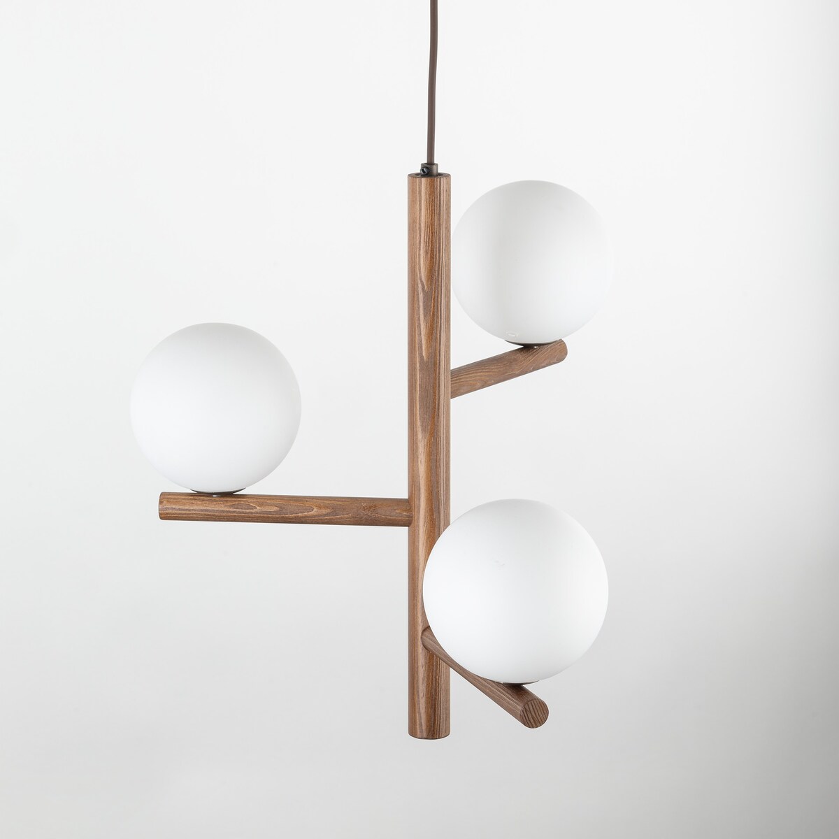 Lampa wisząca ESTERA WOOD ORZECH TK Lighting 10271, 3xG9, biała z orzechem, elegancka do salonu i jadalni