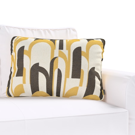 Poszewka Gabi na poduszkę prostokątna 60x40 czarno-żółte wzory na kremowym tle