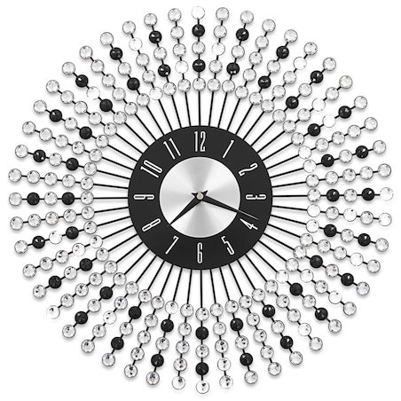 vidaXL Zegar ścienny, metal, 43 cm, czarny