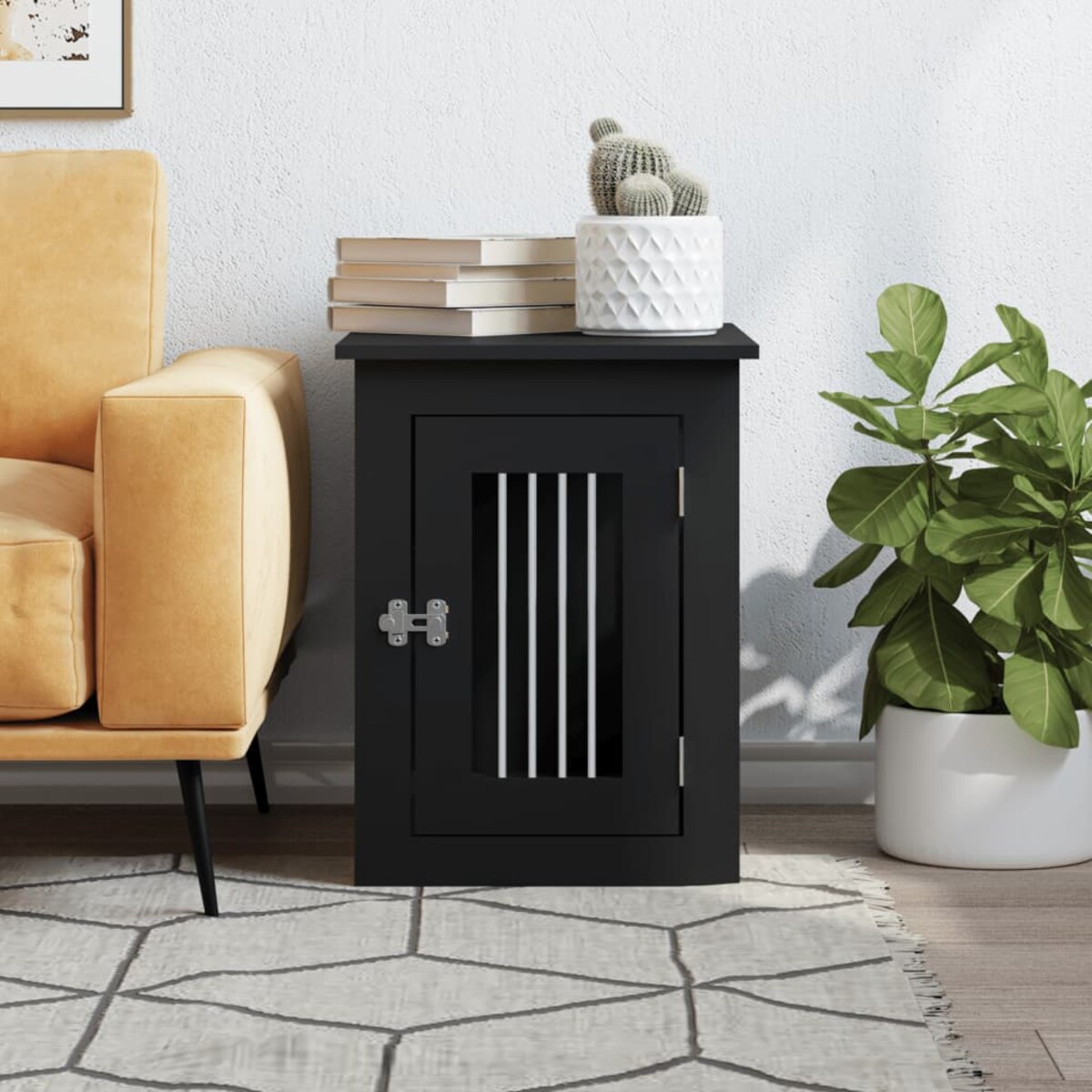 vidaXL Kojec dla psa, czarny, 45x62x59 cm, materiał drewnopochodny