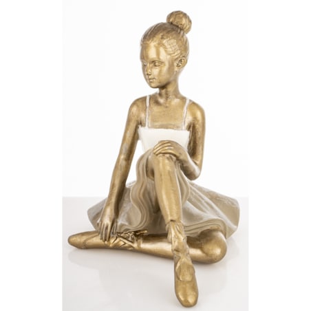 Dekoracja - siedząca złota baletniczka 17x13x18 cm ISABELLE
