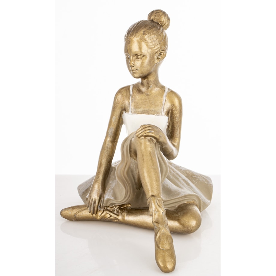 Dekoracja - siedząca złota baletniczka 17x13x18 cm ISABELLE