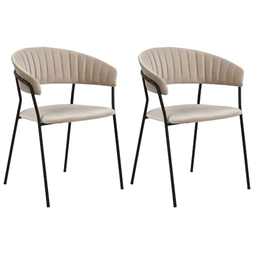 2 krzesła do jadalni welurowe beżowoszare MARIPOSA