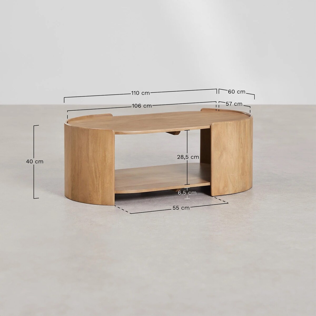 Owalny stolik kawowy 110x60 cm z drewna mango Sidney