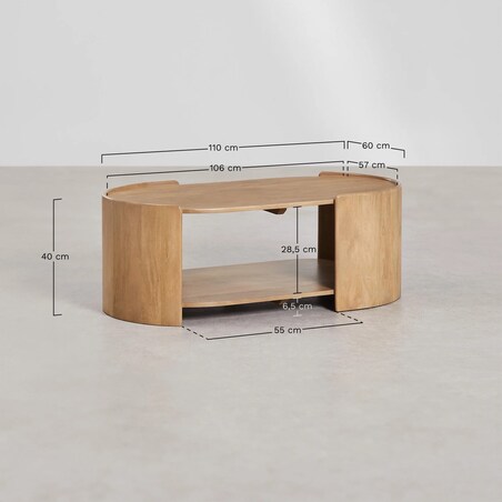 Owalny stolik kawowy 110x60 cm z drewna mango Sidney