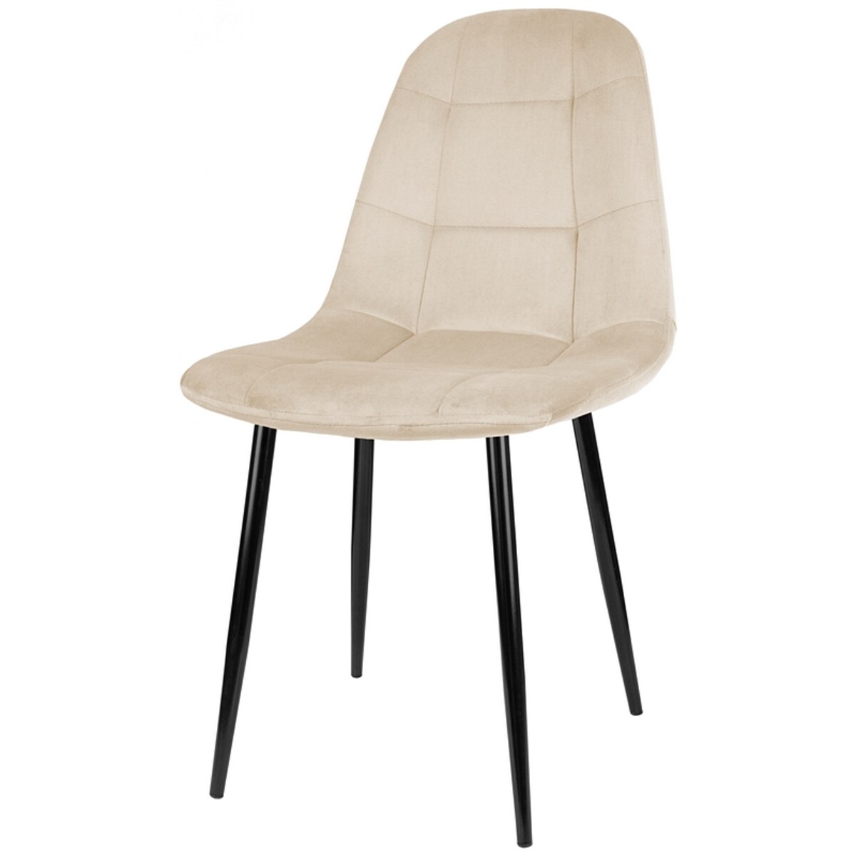 Krzesło tapicerowane beżowe welurowe nowoczesne pikowane