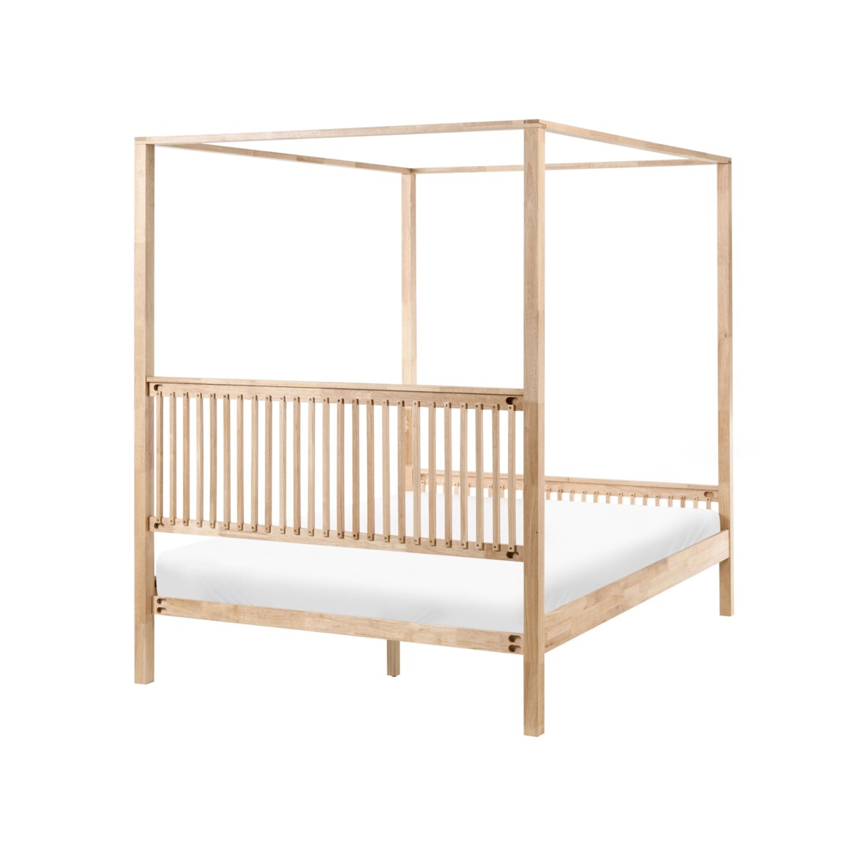 Łóżko z baldachimem Drewno HARFLEUR 160 x 200 cm Jasnobrązowy