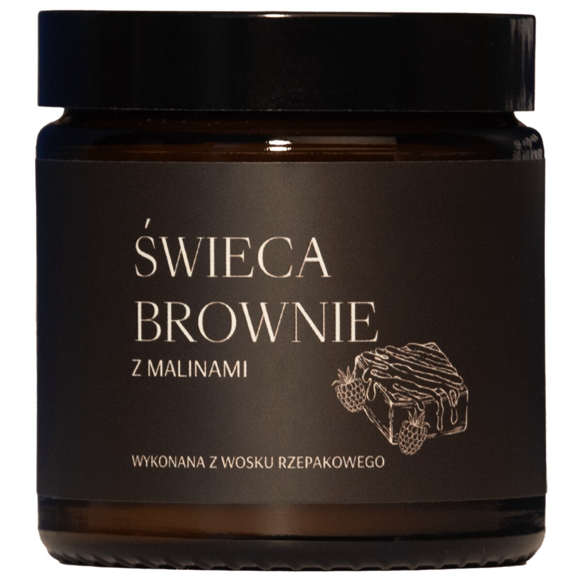 Świeca brownie z malinami
