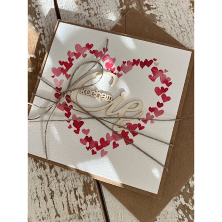 Wyjątkowa kartka ręcznie robiona na walentynki - walentynka z sercem - Kocham Cię