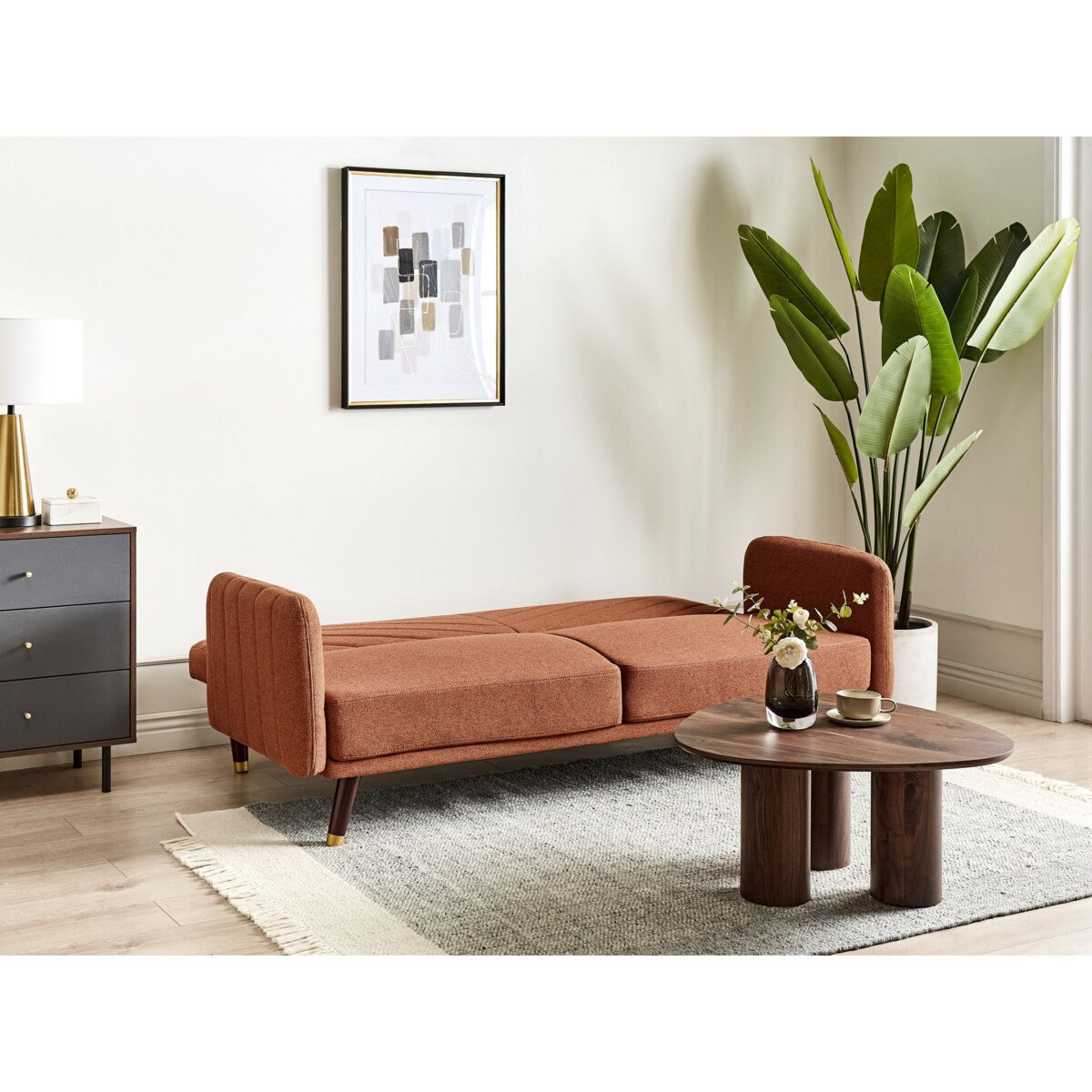 Sofa rozkładana SENJA Pomarańczowy Len syntetyczny