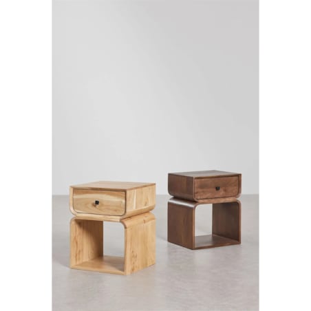 Szafka stolik nocny drewno mango, brązowy, Ferni, 40x35 cm