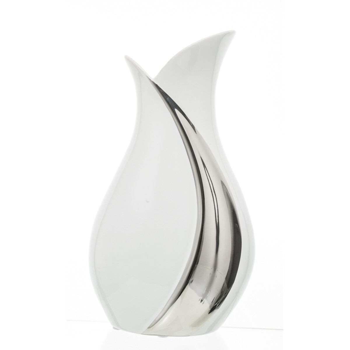 Wazon ceramiczny 30x12,5x15 cm BELO srebrno-biały