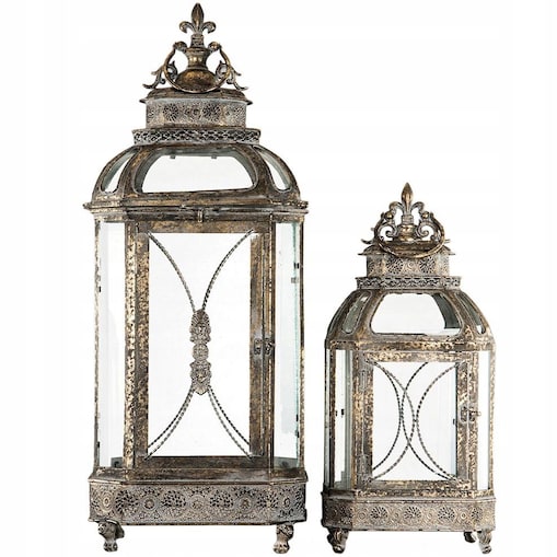 LAMPION DUŻY XXL METALOWY RETRO SREBRNY DO SALONU DOMU NA PREZENT LATARNIA