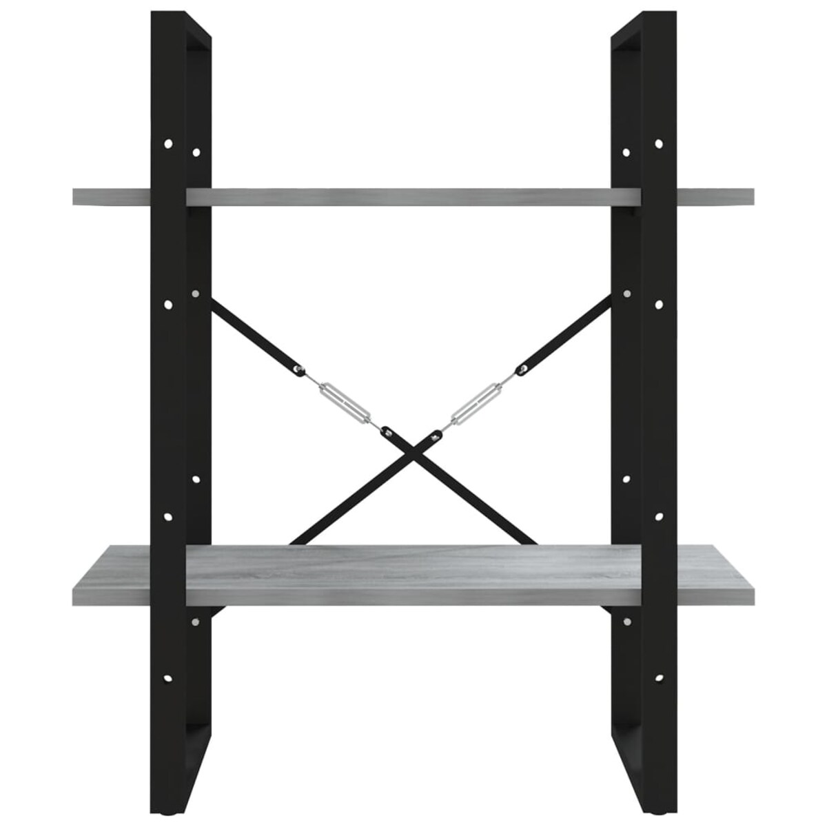 vidaXL Regał na książki z 2 półkami, szary dąb sonoma, 60x30x70 cm