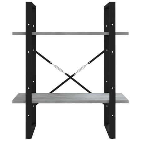 vidaXL Regał na książki z 2 półkami, szary dąb sonoma, 60x30x70 cm