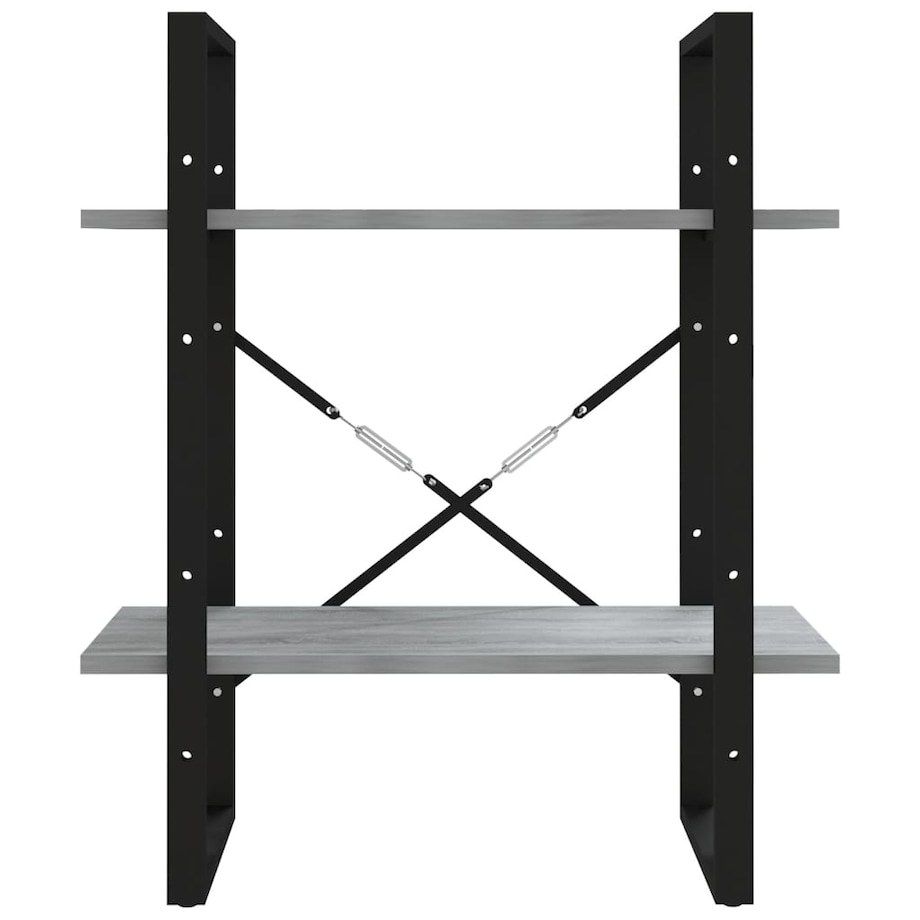 vidaXL Regał na książki z 2 półkami, szary dąb sonoma, 60x30x70 cm