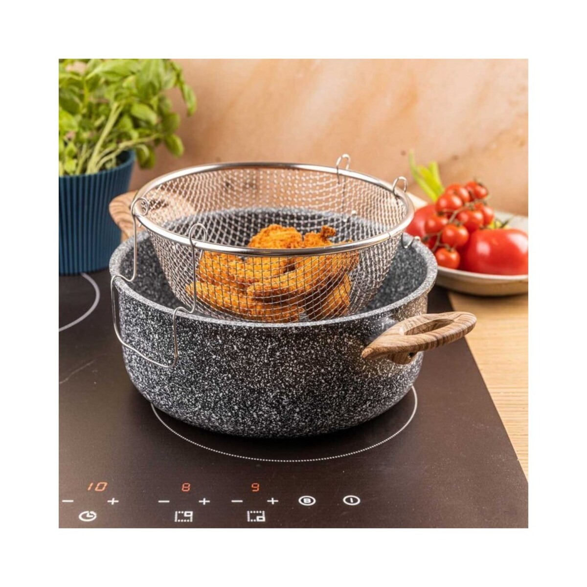 Kinghoff garnek marmurowy z koszem do smażenia 4l 64803