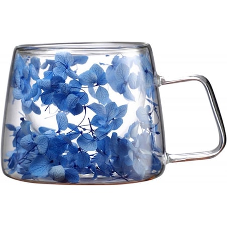 Szklanka termiczna z kwiatami w środku, hortensje 180 ml 1szt SZK154