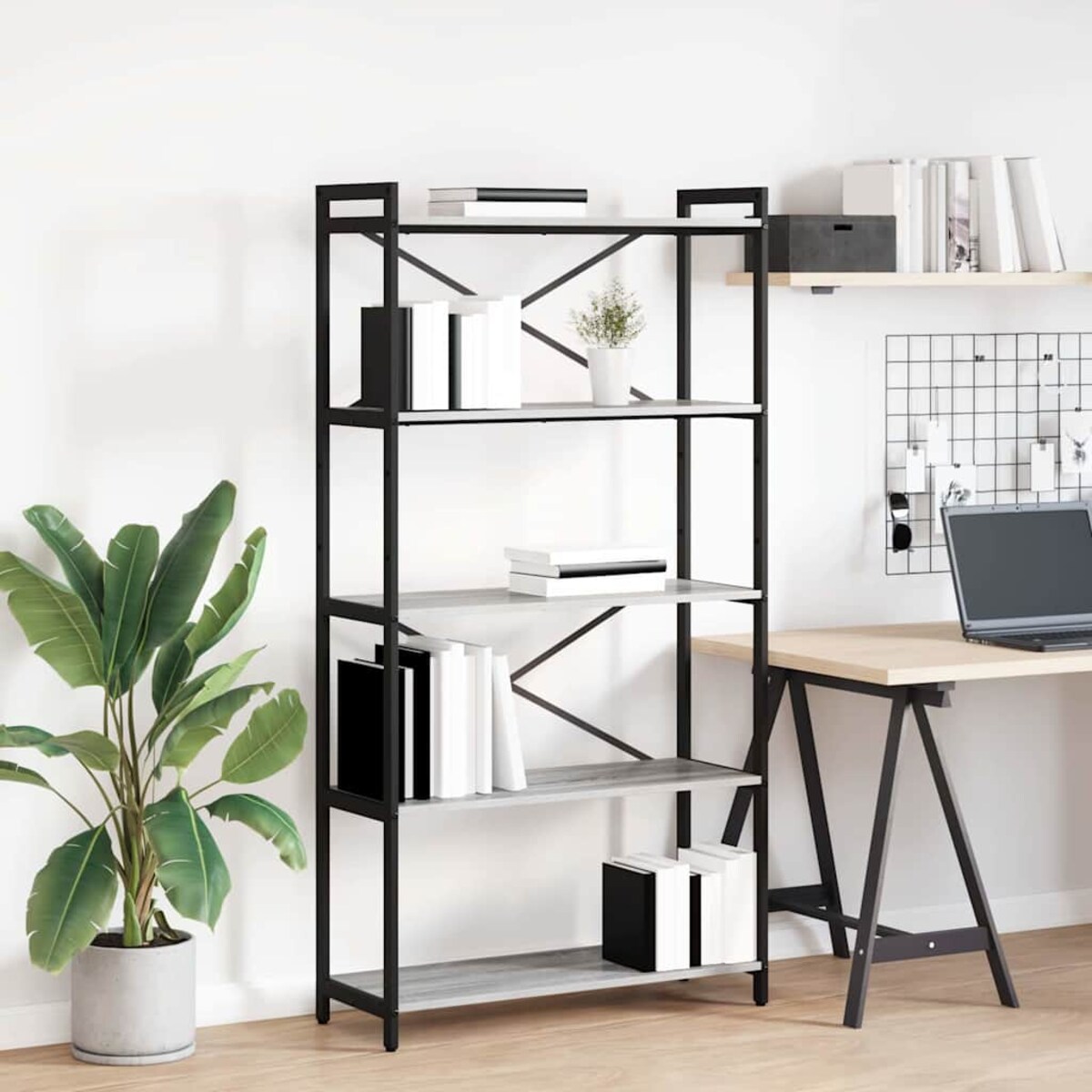 vidaXL Półka na książki Szary dąb sonoma 80 x 30 x 153 cm