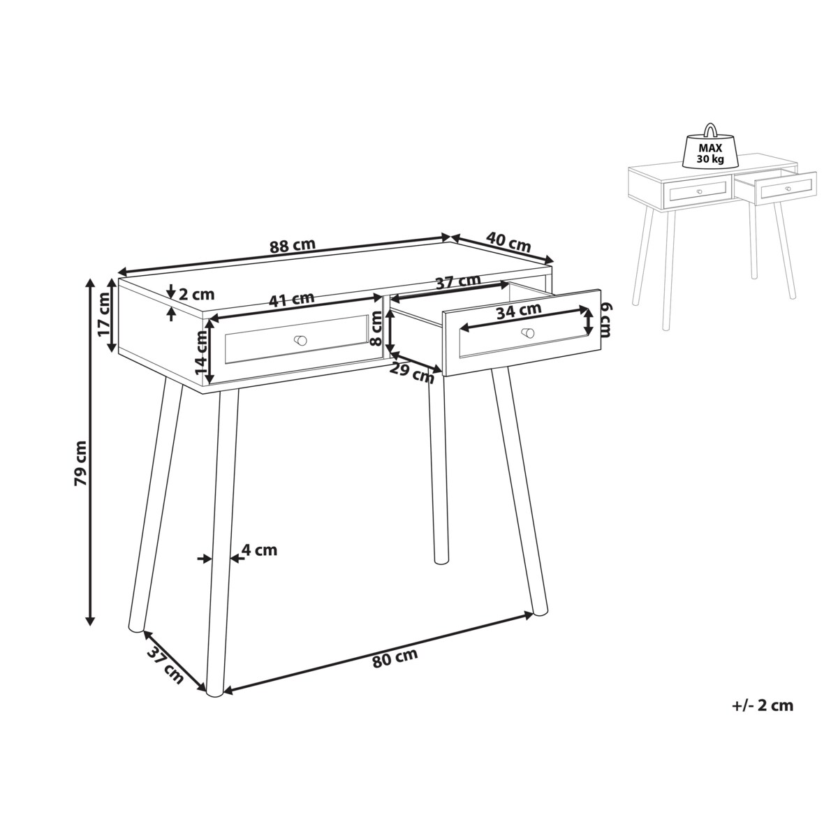 Konsola 2 szuflady fronty rattanowe jasne drewno ODELL