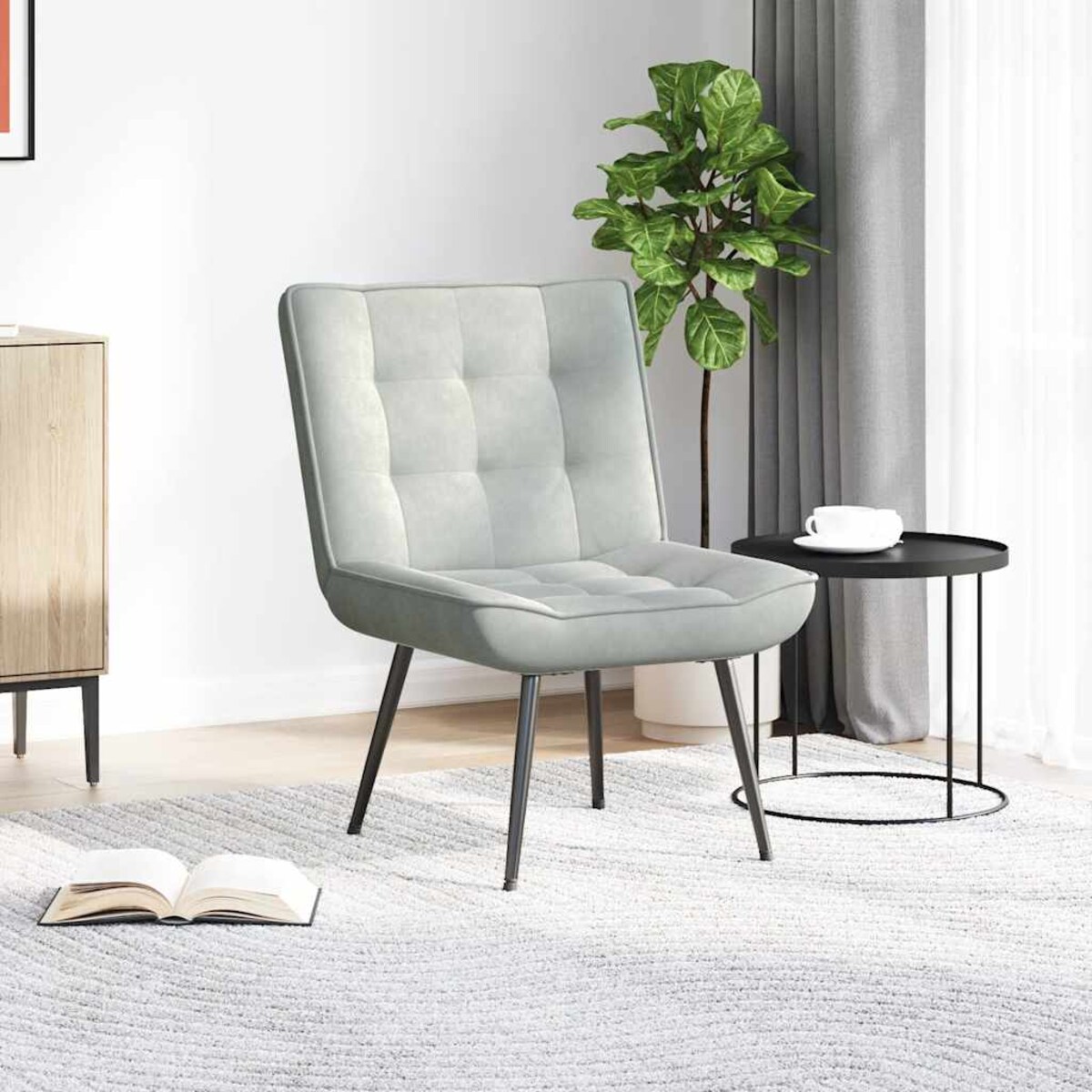 vidaXL Fotel relaksacyjny, jasnoszary, 64x74x84 cm, aksamitny