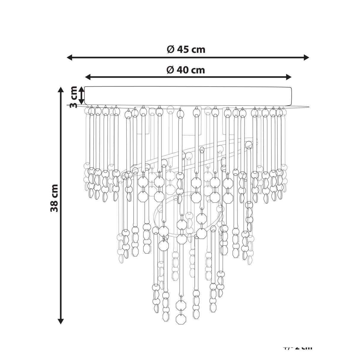 Żyrandol kryształowy 45 cm srebrny ESMELLE