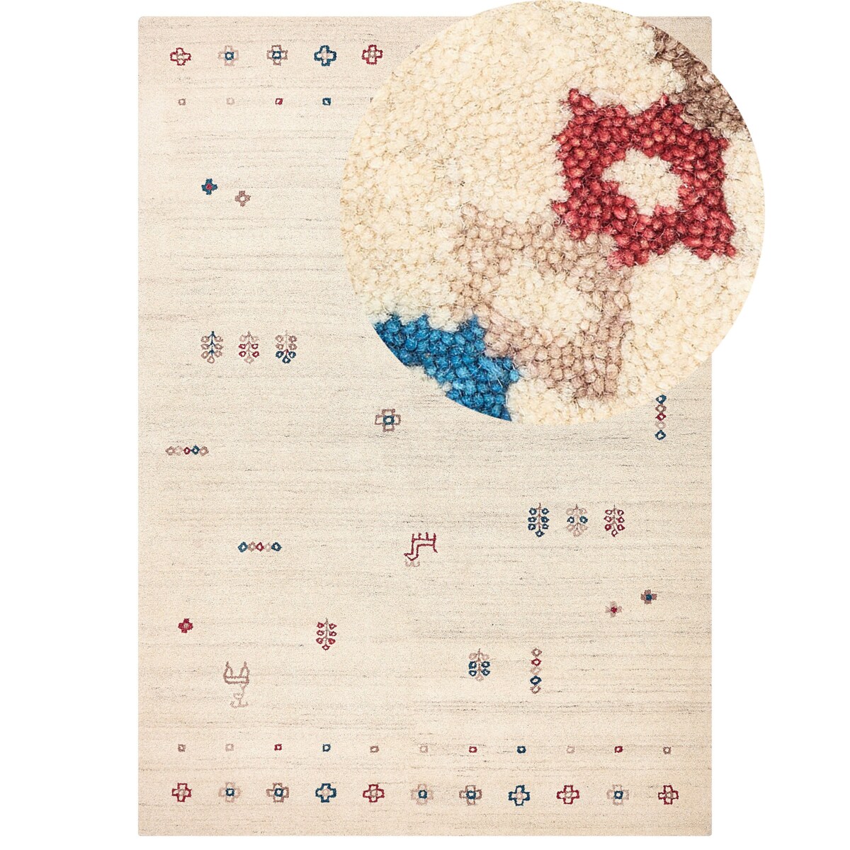 Dywan SULUCA Beżowy 160 x 230 cm Wełna Gabbeh