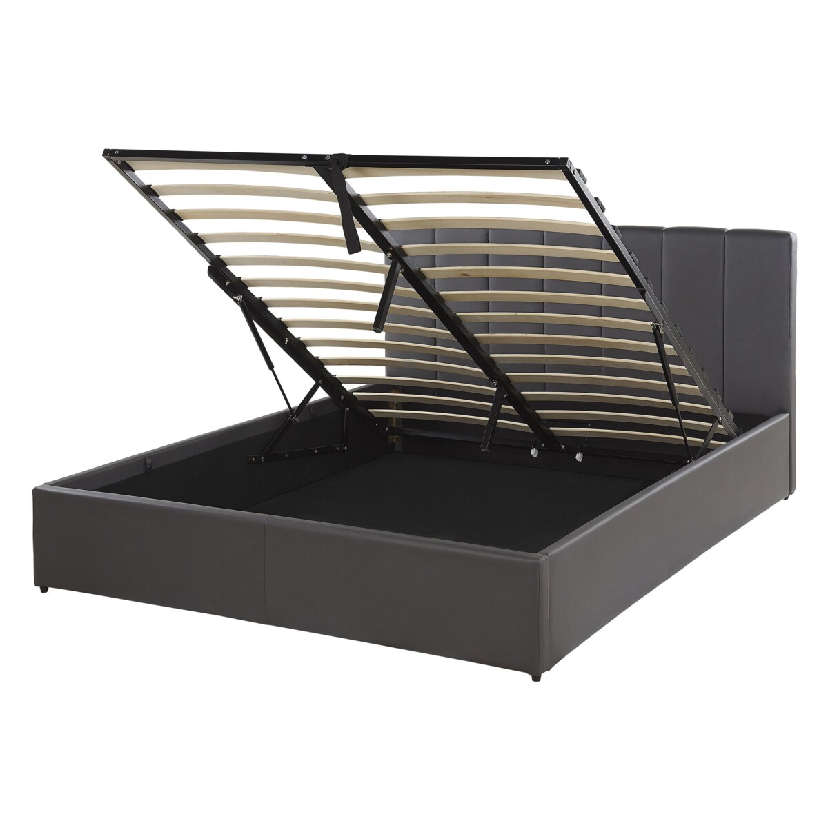 Łóżko z pojemnikiem Ekoskóra DREUX 140 x 200 cm Ciemnoszary