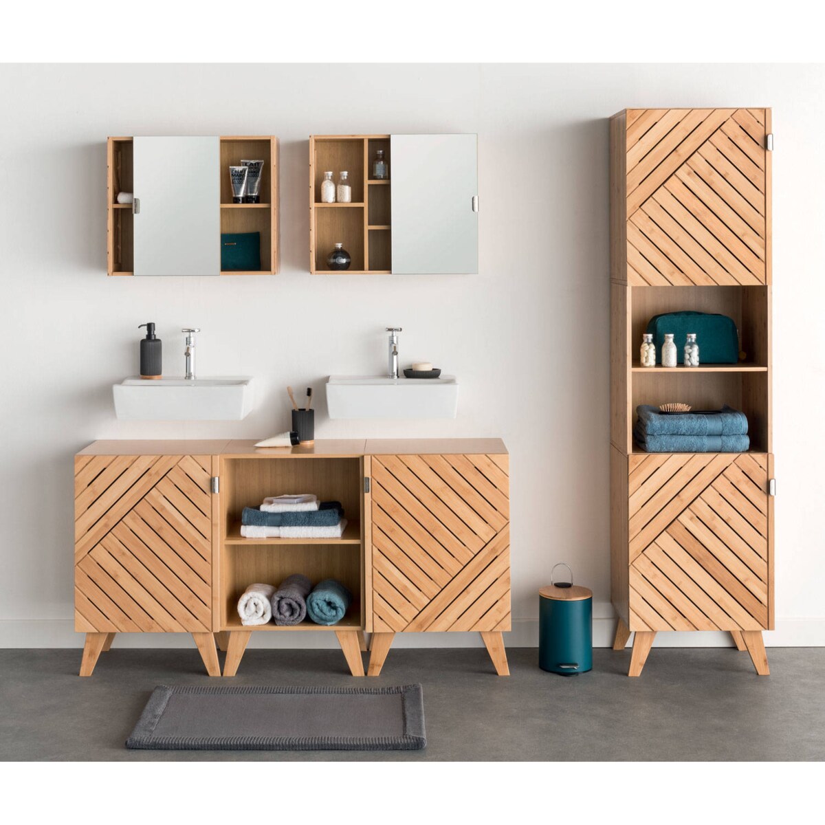 Szafka łazienkowa Bath n'modul, zamykana, bambus, 70 cm