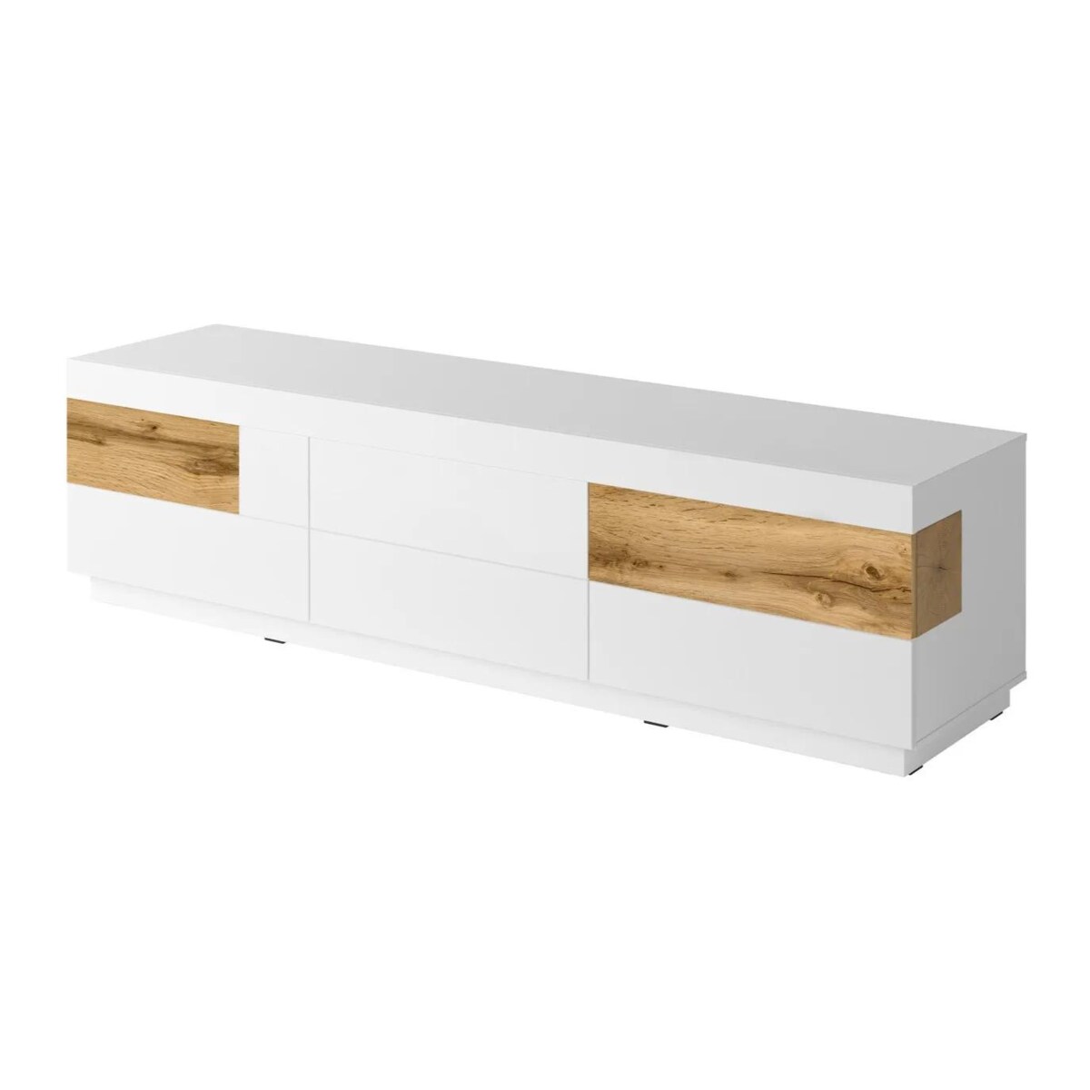 Szafka RTV SILKE 6S 206cm biały połysk/dąb wotan