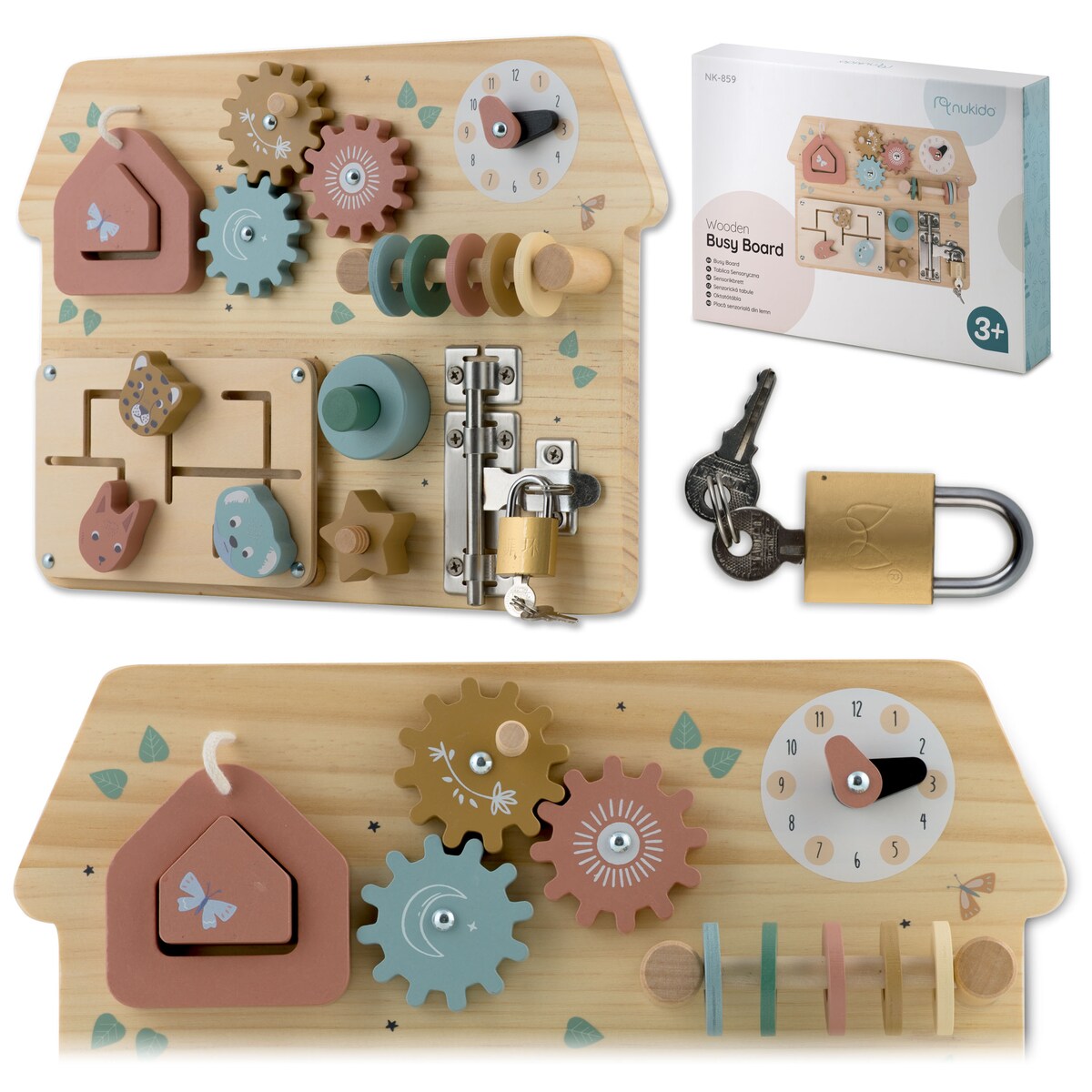 Drewniana tablica manipulacyjna sensoryczna edukacyjna Nukido