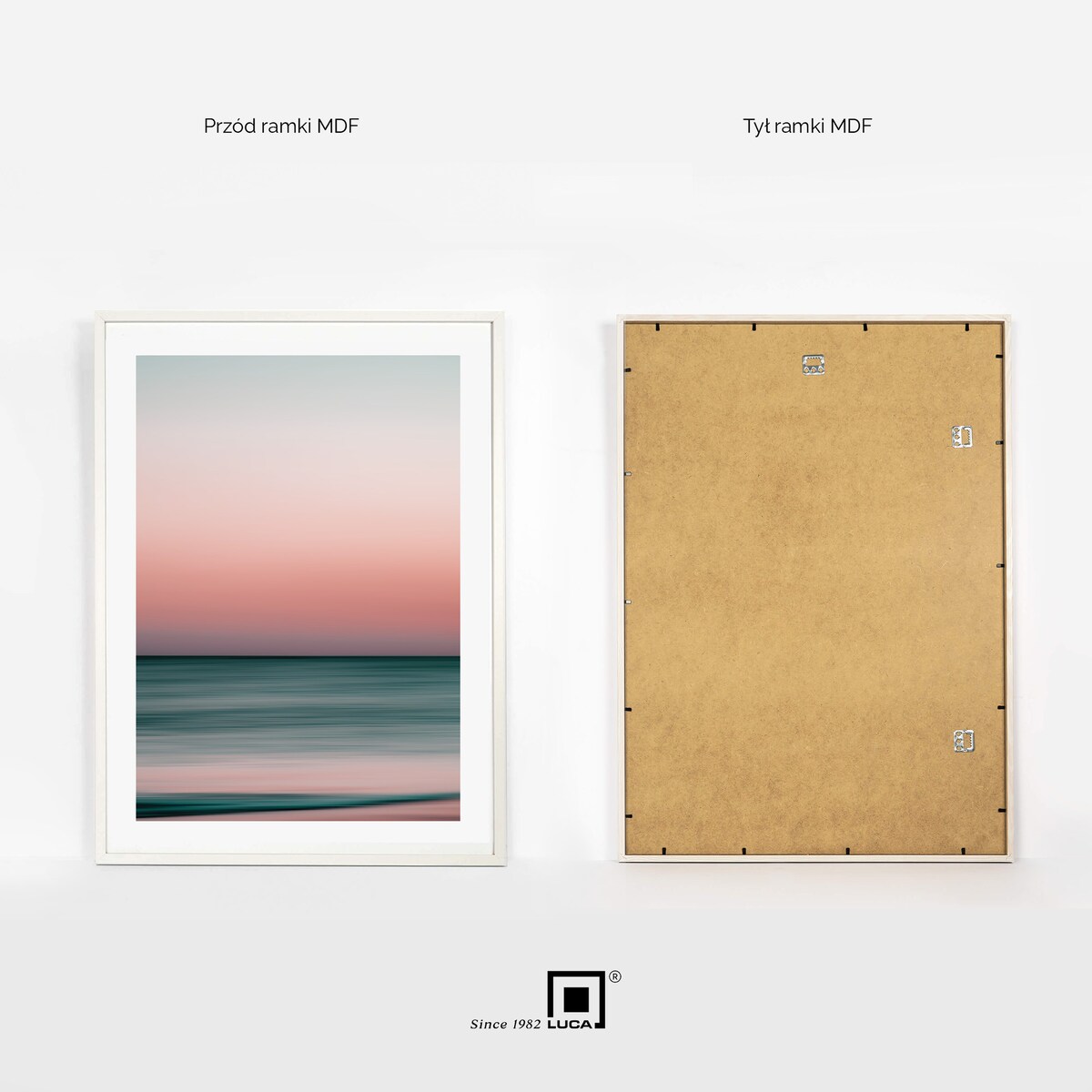 Ramka na zdjęcia 50x70 cm biała wisząca poziom pion rama MDF z plexi klasyczna ramka